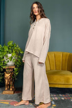 Taupe Solid Blushed Knit Oversize Henley Bucketlist Top