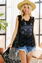 Black Crochet Hi Low Tunic Top
