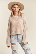 Oatmeal Lightweight Floral Sweater