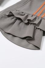 Dark Grey Orange Ruffle Bell Sleeve Hoodie