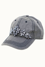 Gray Wax Cotton Dad Cap with Bejewelled Glitz:
