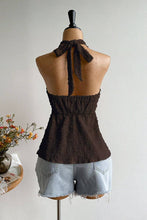 Brown Halter Tie Back Floral Camisole Top
