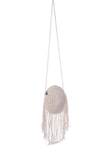 Dream Catcher Handmade Crochet Boho Round Bag: White