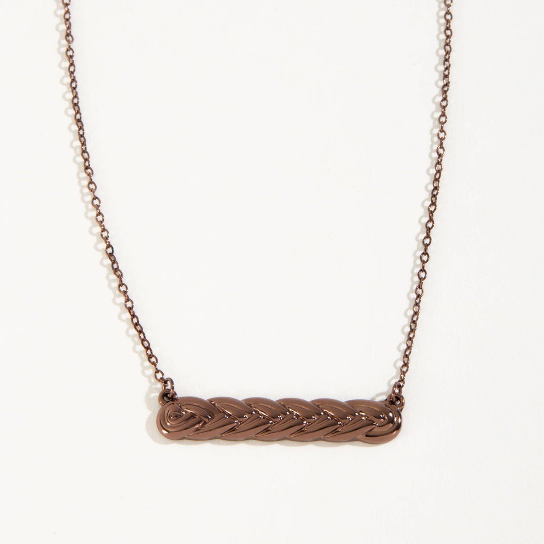 Chocolate Cecelia Braided Bar Necklace