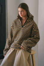 HT3686 Mandy Half Zip Fleece Pullover (TAUPE/BLACK): TAUPE/BLACK / S-M-L (3-2-1)