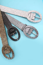 Silver Faux Leather Glitter Belt