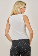 White Glam Pearl & Rhinestone Embellished Ribbed Tank Top