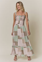 Sage Patchwork Smocked Maxi Dress