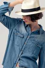 White Classic Tencel Utility Casual Button Down Chambray Urban Daizy Shirt