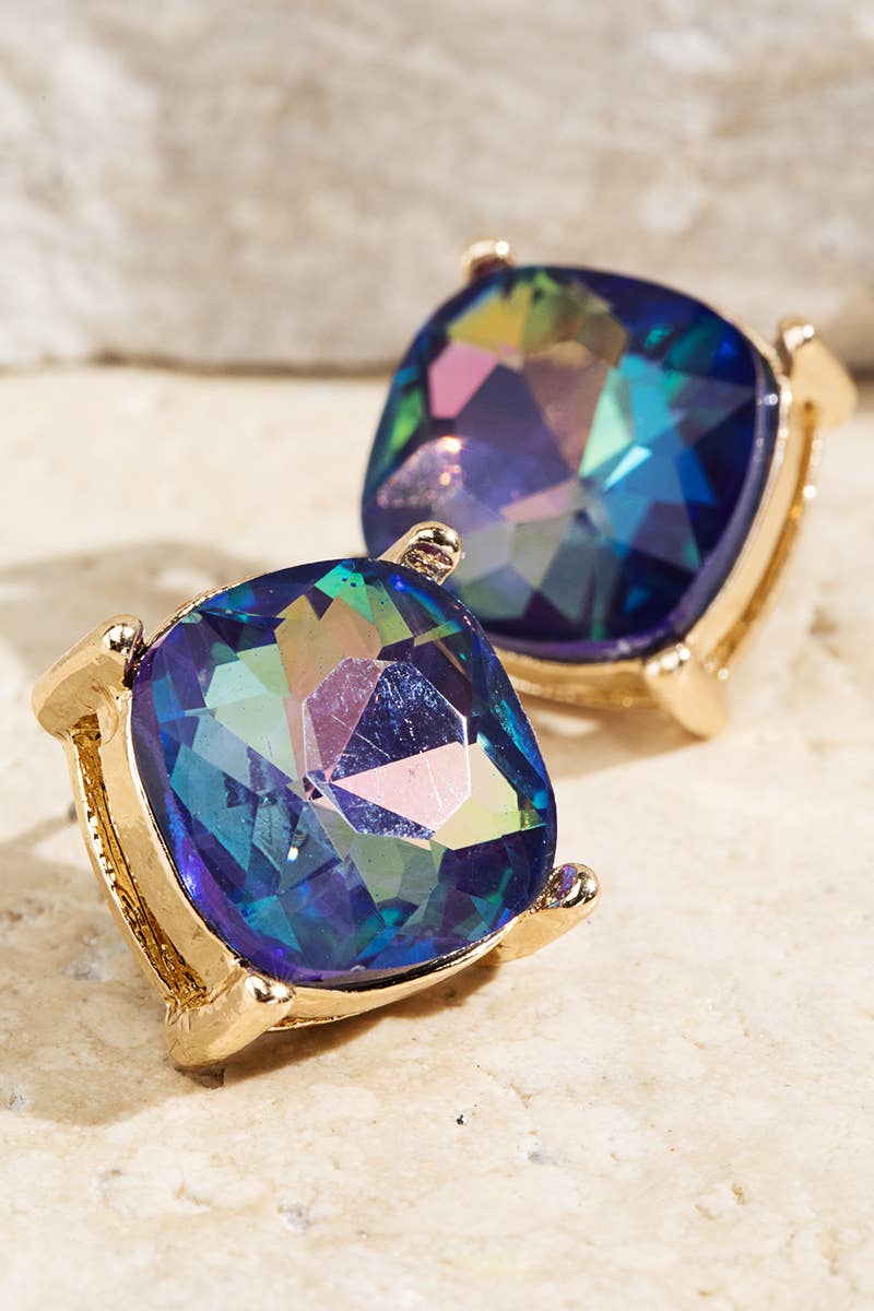 Iris Faceted Glass Stud Earrings