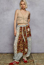 Red Multi Crochet patch detail contrast patchwork printed woven POL pants