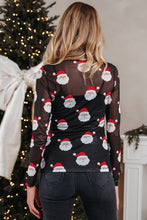 Black Christmas Santa Mesh Long Sleeve Top