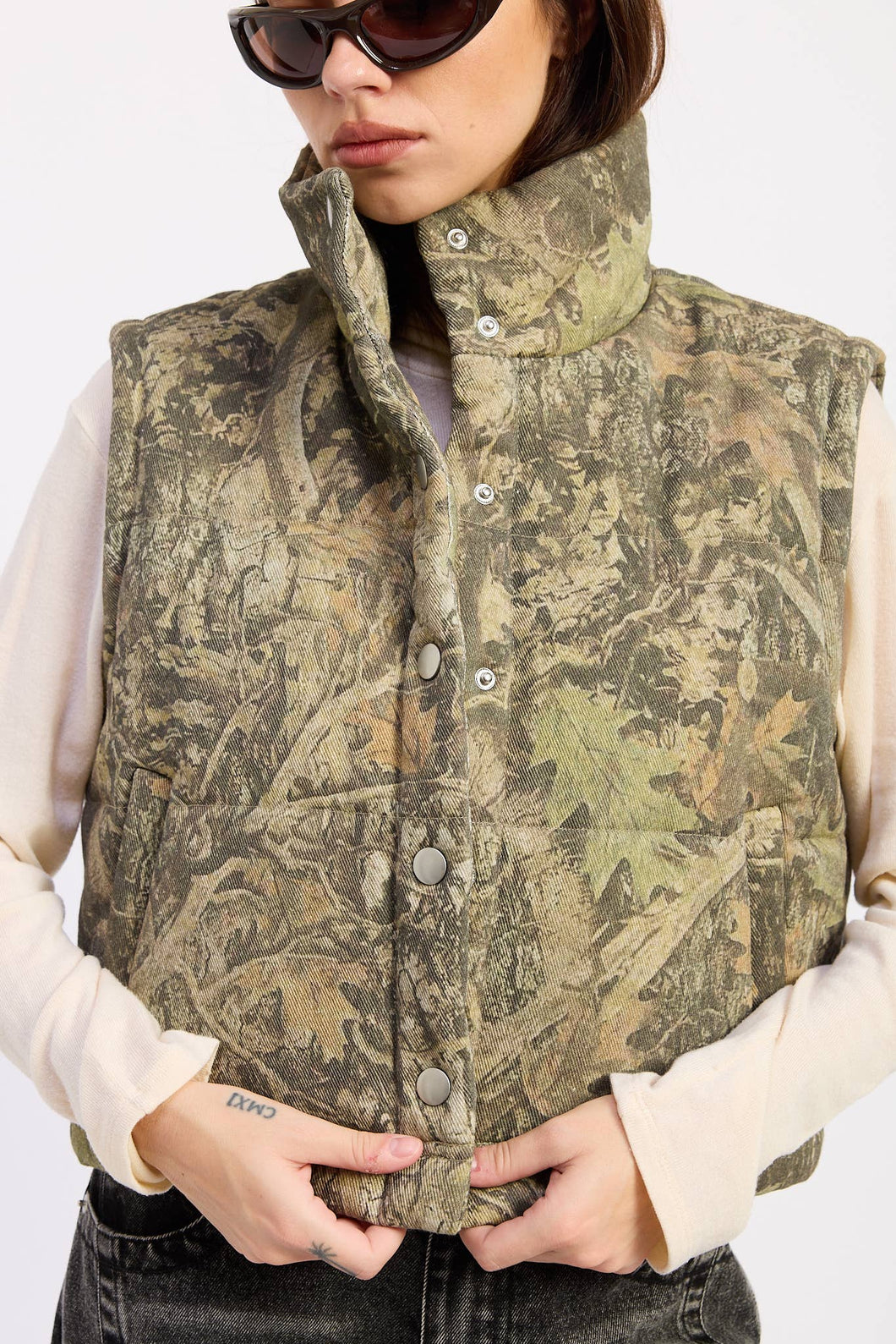 Olive Tan Camo Puffer Vest