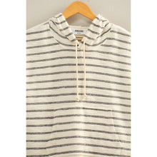 Black Striped Hooded Top With Pocket