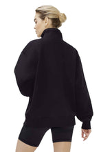 Black Long Sleeve Half Zip Sweatshirt Fleece Oversized Pullover Sweater