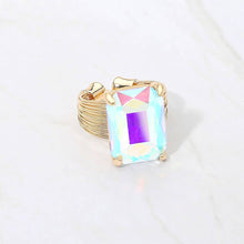 Black Emerald Cut Stone Adjustable Ring