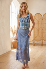 Denim Light Camila Floral Square Embroidered Vest Top