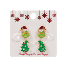 Red Christmas Grinch Green Monster Stud Earring Set