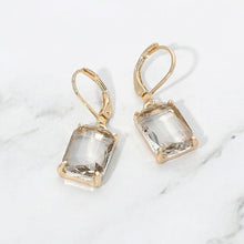Aqua Rectangular Glass Stone Drop Dangle Earrings