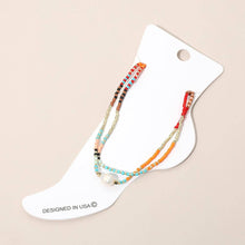 Gold White Pearl Accent Beaded Layered Chain Anklet