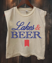 Cream Lakes & Beer Boxy Midriff Muscle top