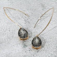 Peach Teardrop Stone Cluster Long Drop Earrings