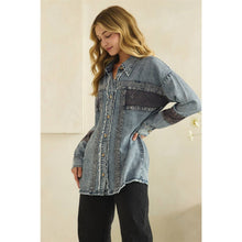 Washed Blue Zip FronT Button Down Oli+Hali Shirt