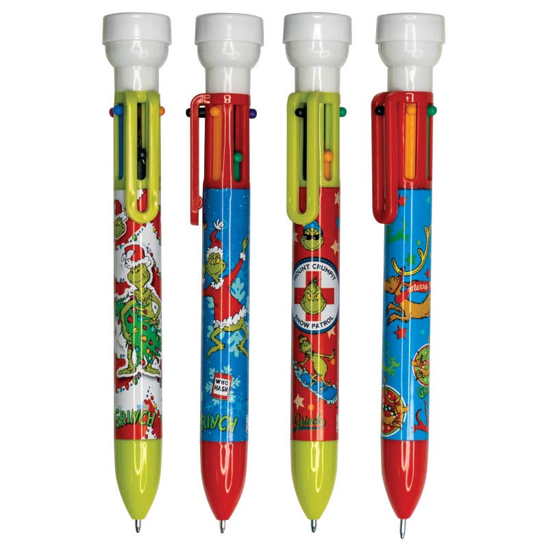 Grinch 6 Color Pen With Stamper 12/display