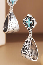 Turquoise Western Hand Stone Loop Cross Post Earrings