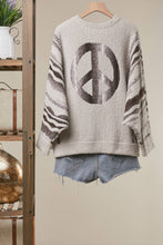 Ivory Boho Peace Sign Pullover Kint Sweater