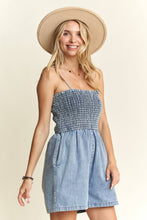Denim Smocking Top Romper