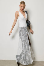 Off White Sheer Lace Maxi Dress with Bodysuit