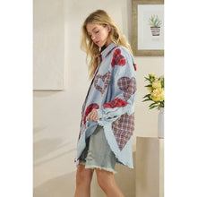 Blue Washed Plaid Heart Patchwork Button Down Oli+Hali Shirt