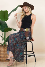 Brown Teal Paisley Lined Mesh Skirt