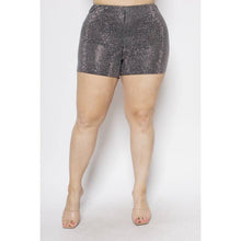 Black Plus Size Rhinestone Studded Hot Shorts
