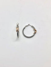 Earring Medium Hoops Crystal  Rhinestone X Two Tone