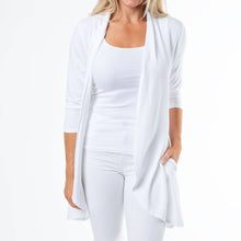 Diana White Short Stretch Denim 3/4 Sleeve Cardigan