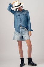 White Classic Tencel Utility Casual Button Down Chambray Urban Daizy Shirt