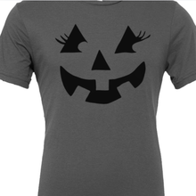 Autumn Pumpkin Face with Eyelashes Bella Canvas Tee