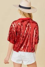 Red Game Day Sequin Top