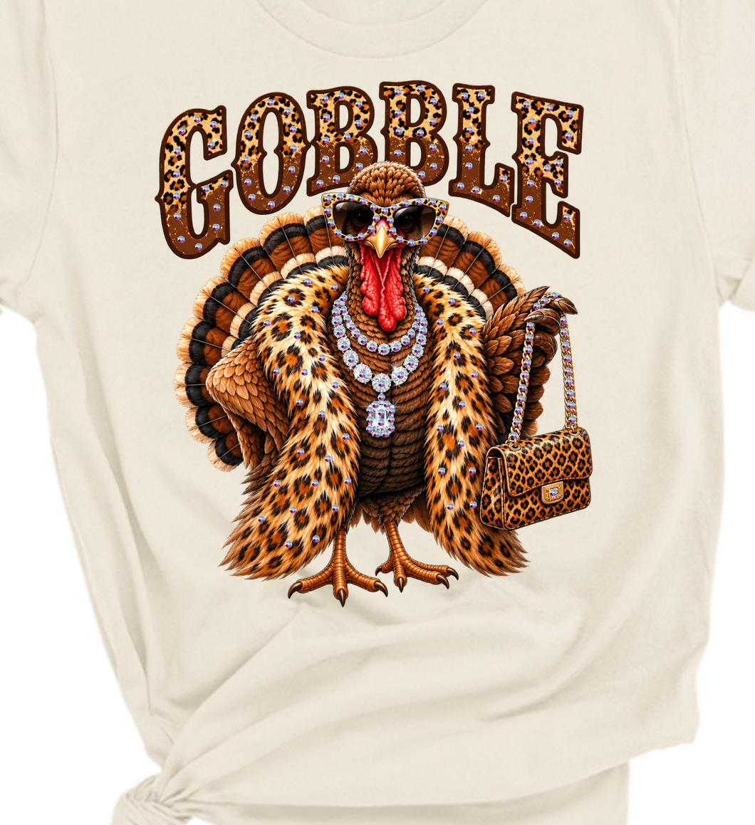 Natural Turkey Glam Rhinestone Graphic Tee