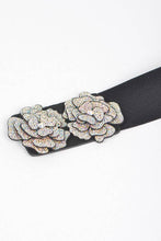 Black Stone Flower Elastic Belt