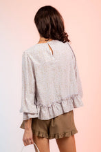 Lavender Floral Print Ruffle Blouse