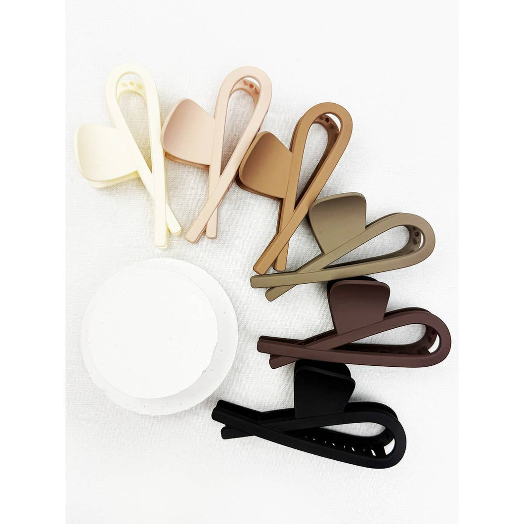 Minimal Design Jumbo Neutral Tone Hair Claw: MIX COLOR / ONE(12)