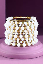 Silver 9 Set Colorful Stackable Beaded Stretch Bracelet
