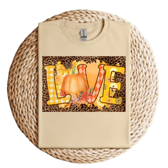 Sand Brown Love Fall Graphic Tee