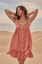 Ashe Rose Plaid Square Cami Neck Button Front Mini Dress