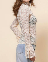 Beige See Sheer Lace Blouse Layering Top