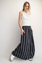 Black White Stripe Wide Leg Crop Pants
