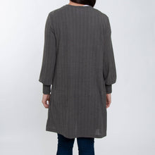Slate Maxx Jersey Knit Bishop Sleeve Ribbed Cardigan